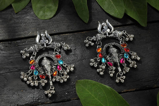 Mominos Fashion Johar Kamal Traditional Multi Kundan Ganesha Earrings - Mominos Fashion