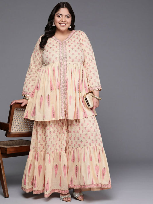 Ahalyaa Women's Traditional wear Co-ords - Tan - Swadesiicart