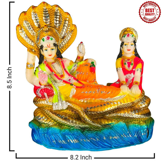 Blissful Polymer Unbreakable Action Lord Vishnu Laxmi Idol - Swadesiicart