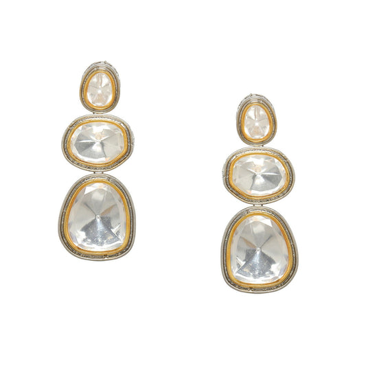 Kundan Earrings (Silver) - Ruby Raang | Swadesiicart