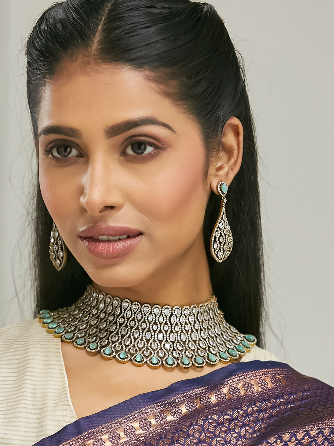 Nuyug 22k Gold-Plated Zircon Choker Set | Swadesiicart