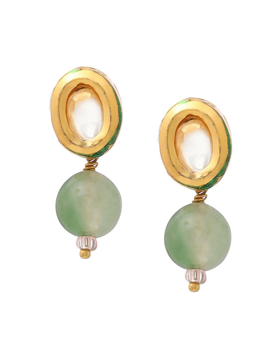 Ruby Raang Green Aventurine Kundan Studs | Swadesiicart
