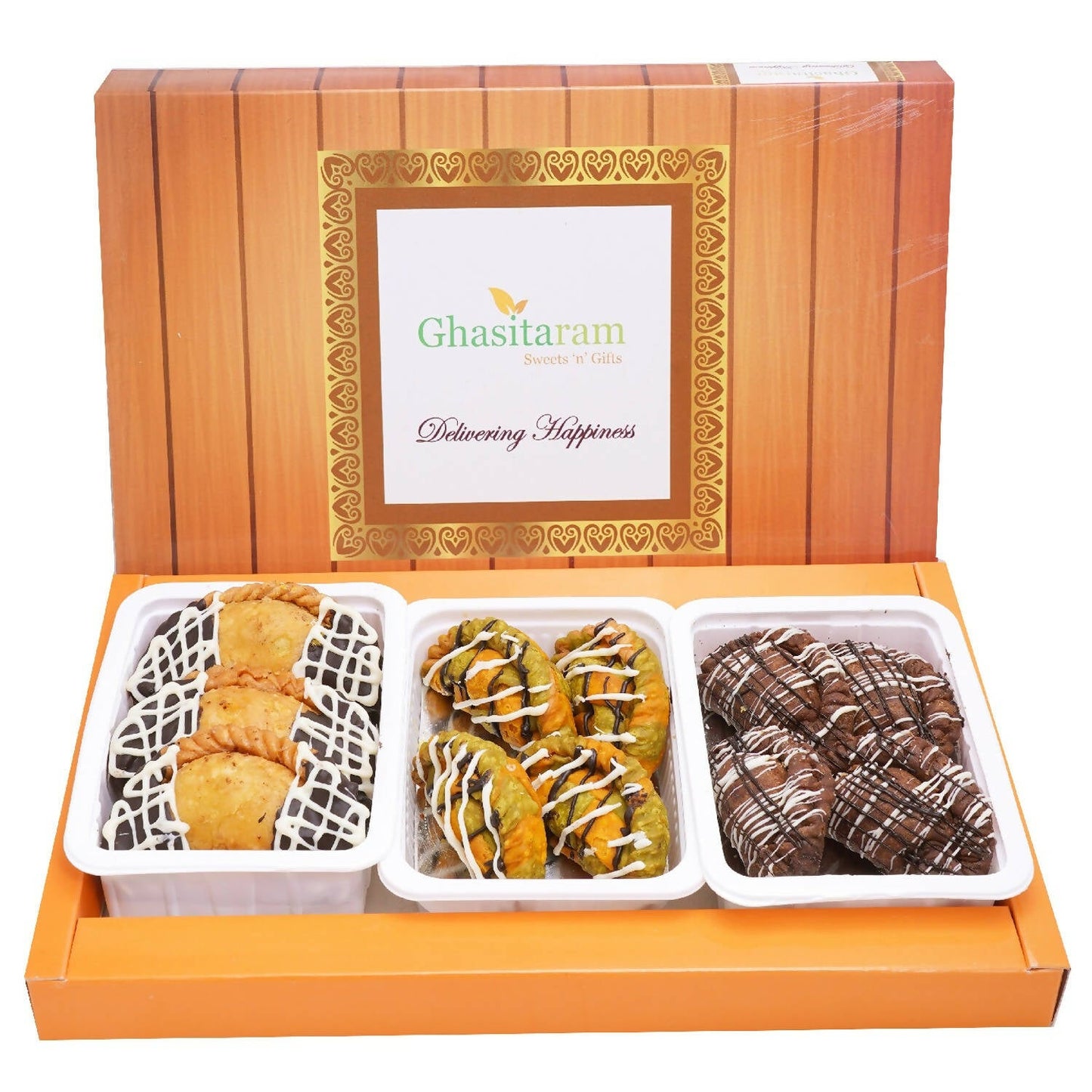 Ghasitaram Assorted Box of Chocolate Gujiyas (Chocolate, Choco dipped, Designer) | Swadesiicart