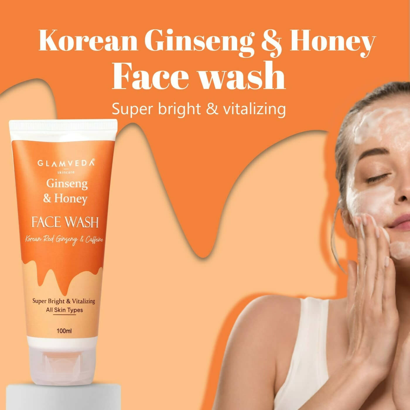 Glamveda Korean Ginseng & Honey Vitalizing Face Wash - Swadesiicart
