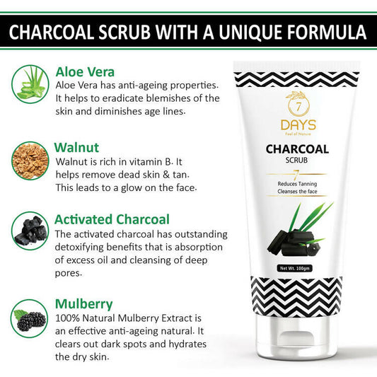 7 Days Activated Charcoal Face Scrub - Swadesiicart