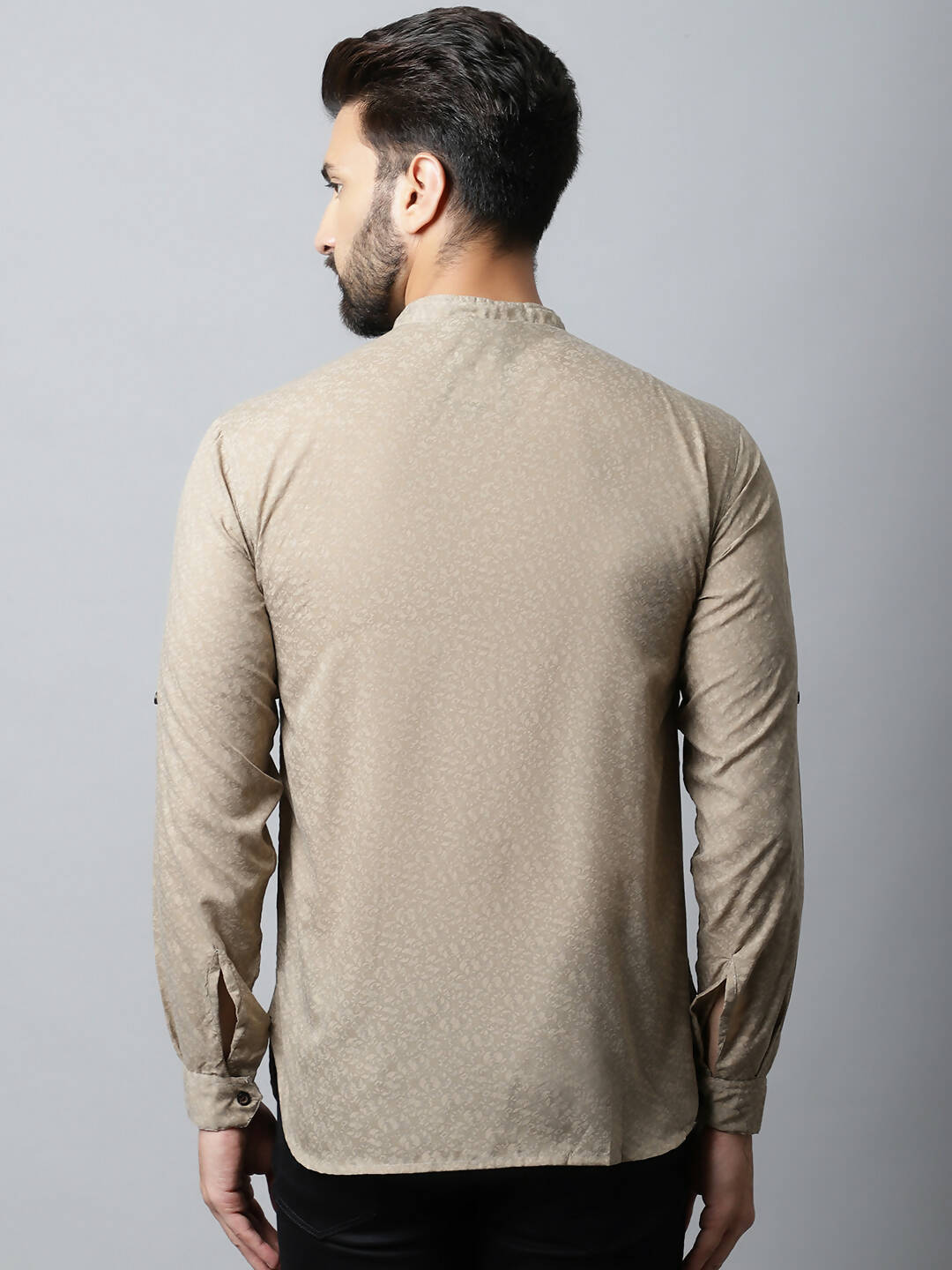 Even Apparels Beige Color Pure Cotton Men's Kurta With Band Collar (SLD072) | Swadesiicart
