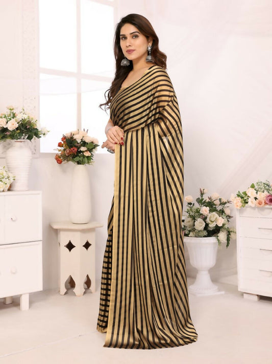 Designer Partywear Black & Silver Georgette Fancy Saree - Satrangi | Swadesiicart
