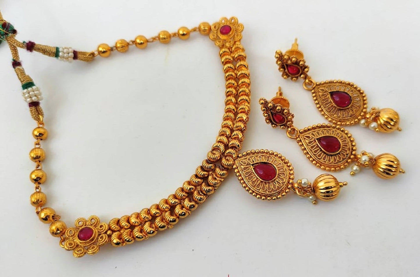 Kemp Designer Short Pink Necklace Set - Swadesiicart