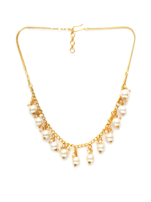 Golden Pearl Neckpiece (Gold) - Ruby Raang | Swadesiicart
