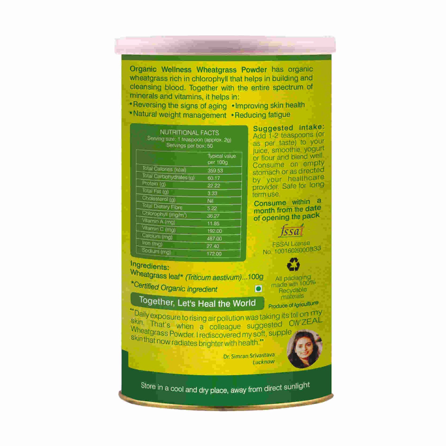 Organic Wellness Wheatgrass Powder - Swadesiicart