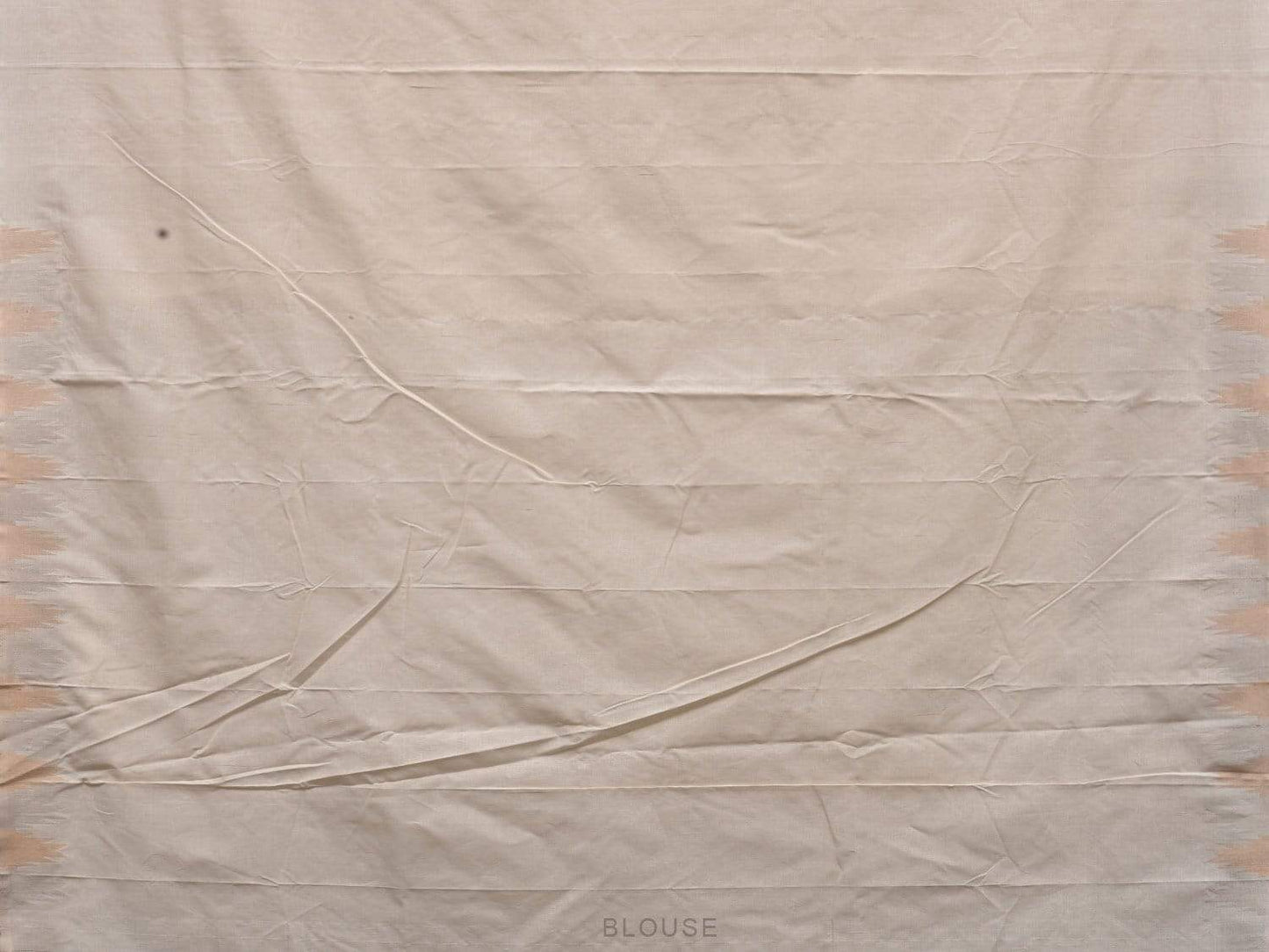 White Khadi Cotton Handloom Saree with Temple Border and Buta Design - Global Threads | Swadesiicart