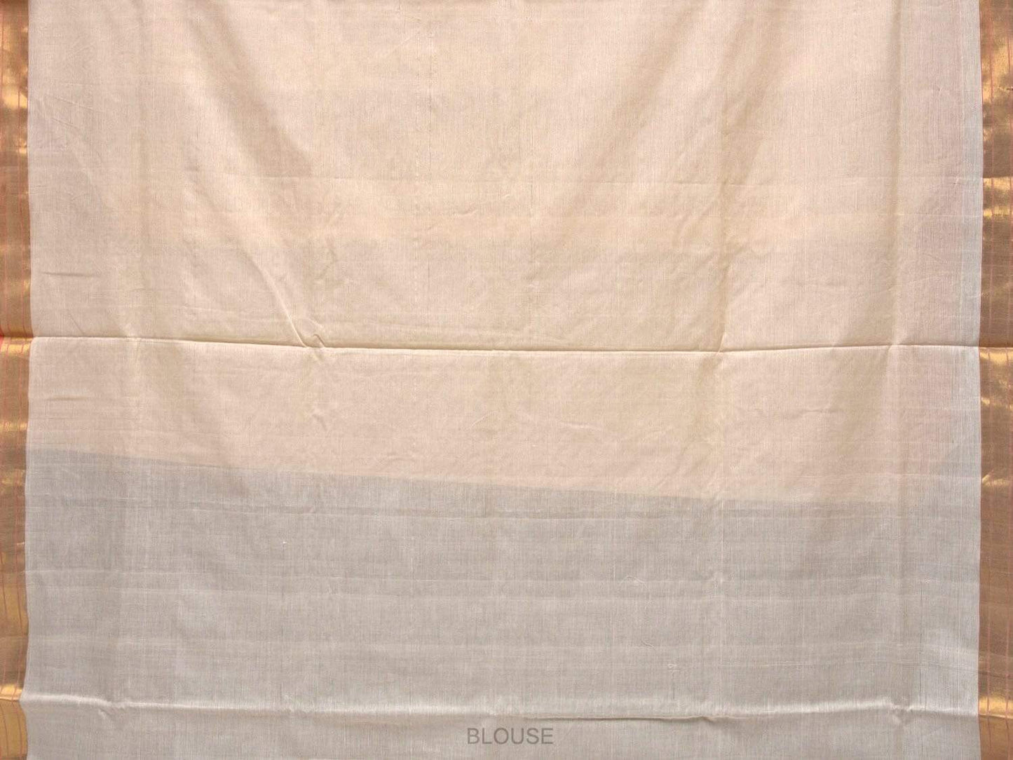 White Uppada Cotton Handloom Saree with Mango Design Pallu - Global Threads | Swadesiicart