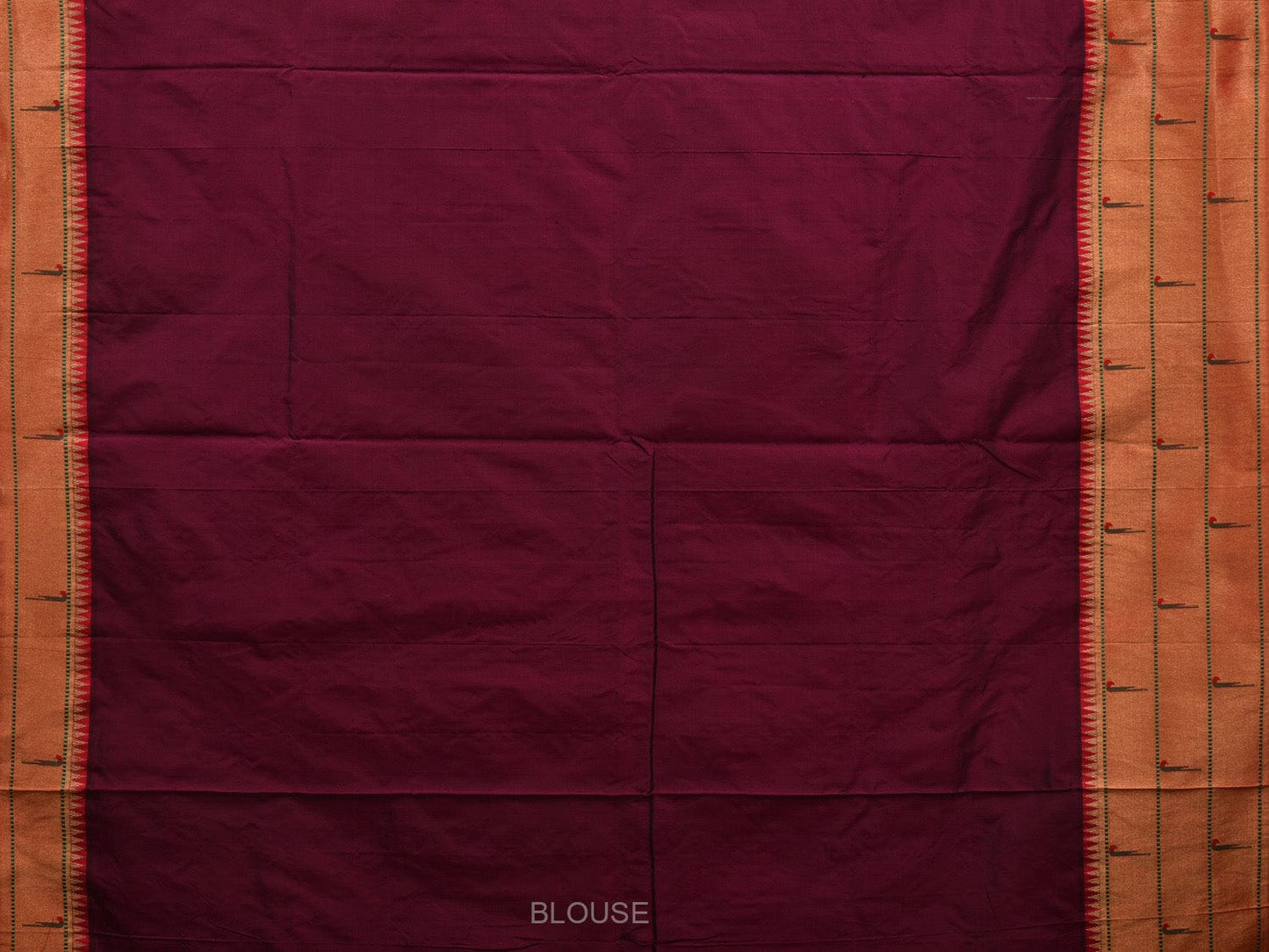 Wine Paithani Silk Handloom Saree with Pallu and Triple Muniya Border Design - Global Threads | Swadesiicart