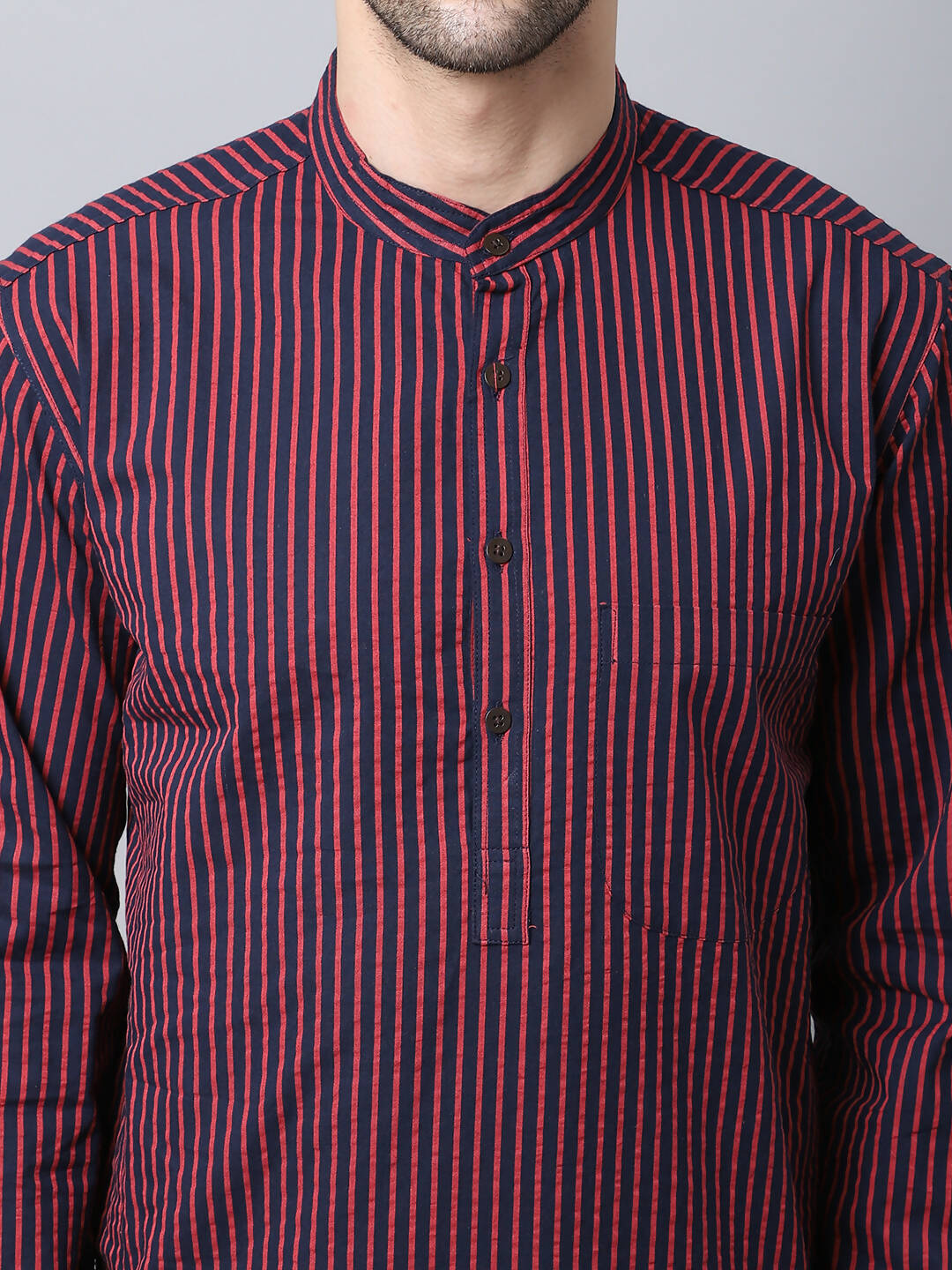 Even Apparels Black Pure Cotton Men's Kurta With Band Collar (STR1173) | Swadesiicart