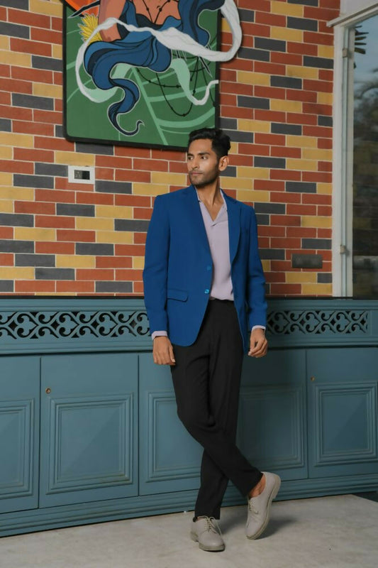 Teal Blue Smart-Casual Co-Ord Set by Hilo Design - Swadesiicart