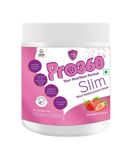 Pro360 Slim Weight Management Meal Replacement Protein Shake (Strawberry Flavour) | Swadesiicart