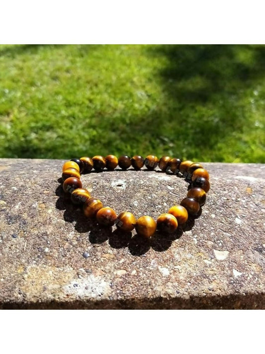 NVR Natural Crystal Beaded Tiger Eye Gemstone Bracelet