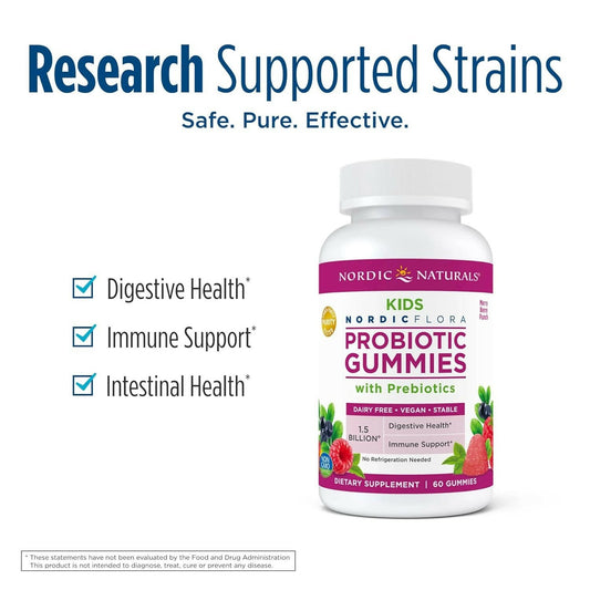 Nordic Naturals Kids Nordic Flora Probiotic Gummies with Prebiotics | Swadesiicart