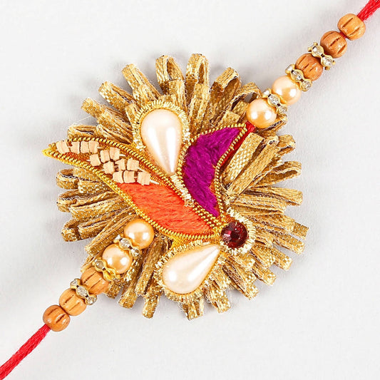 Zardosi Lustrous Rakhi And Soan Papdi Combo | Swadesiicart