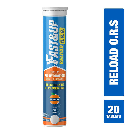 Fast&Up Reload O.R.S Effervescent Electrolyte Tablets - Orange - Swadesiicart