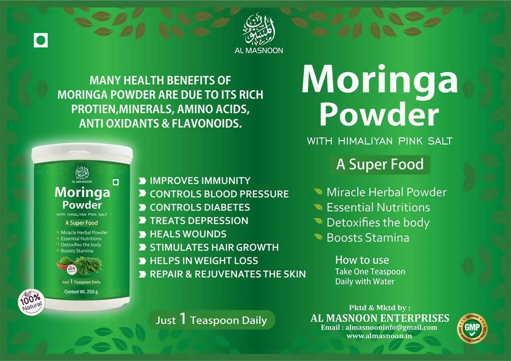 Al Masnoon Moringa Powder With Himalayan Pink Salt - Swadesiicart