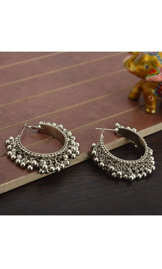 Mominos Fashion Traditional Oxidised Afghani Ghungroo Style Small Hoop Earrings - Mominos Fashion