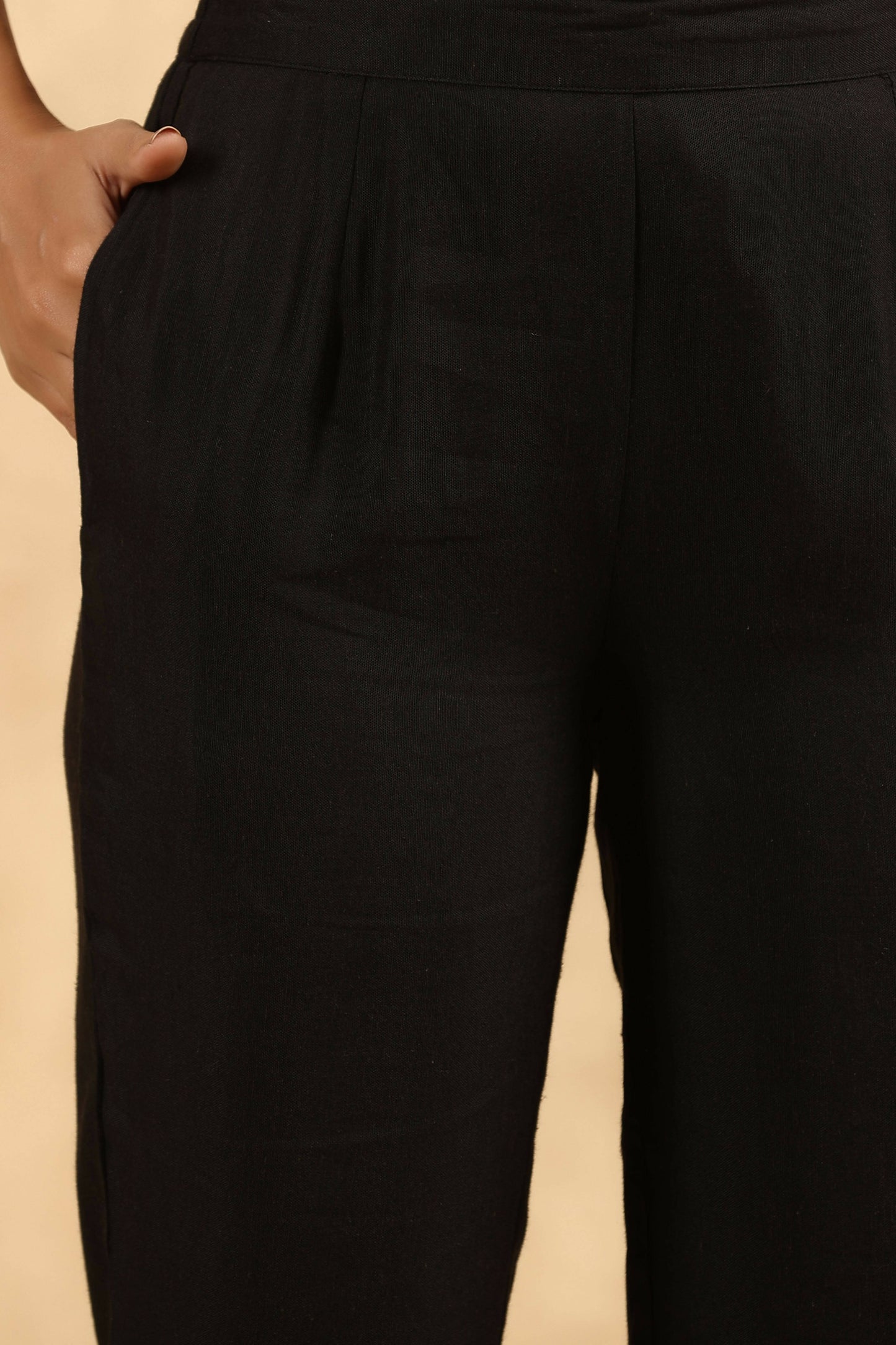 Juniper Women's Black Rayon Flex Solid Straight Pant | Swadesiicart