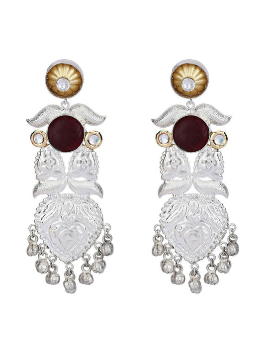 Joban Fashion Women Long Pattern Silver Tone Earrings | Swadesiicart