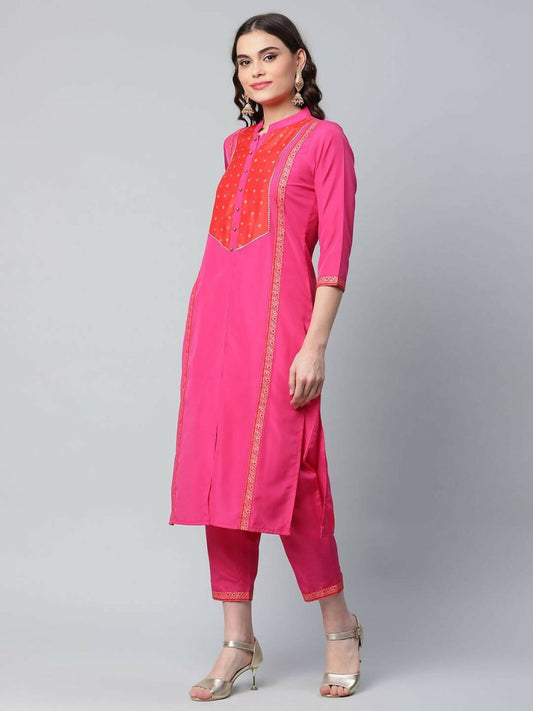 Ahalyaa Womens Pink Crepe Printed Kurtas | Swadesiicart