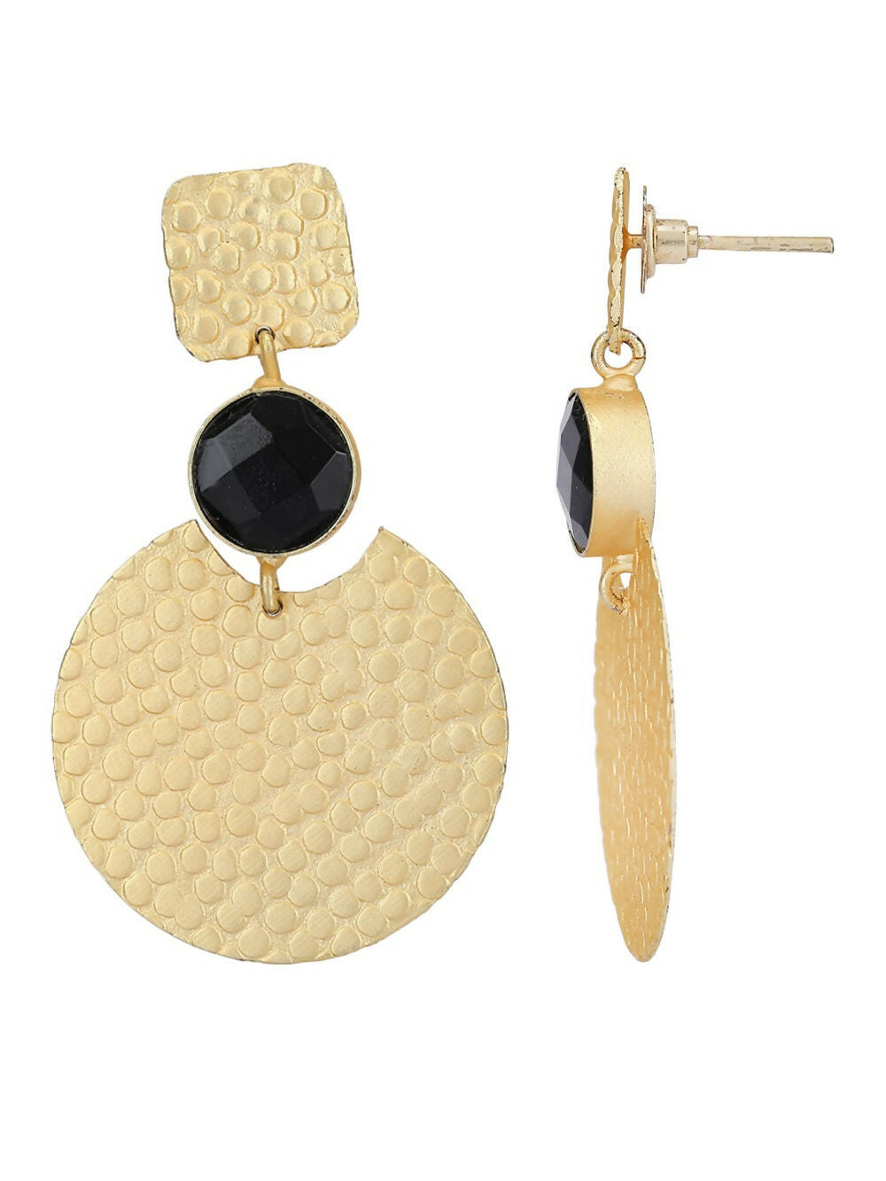 Joban Fashion Women Round Shape Matte Gold Earrings | Swadesiicart