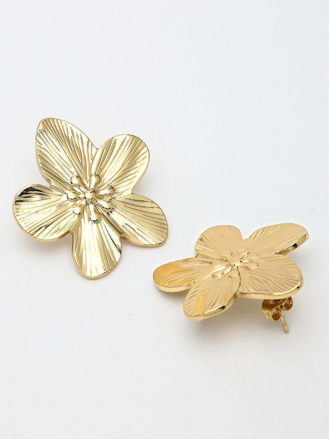 NVR Women's Gold-Polished Floral Shape Stud Earrings | Swadesiicart