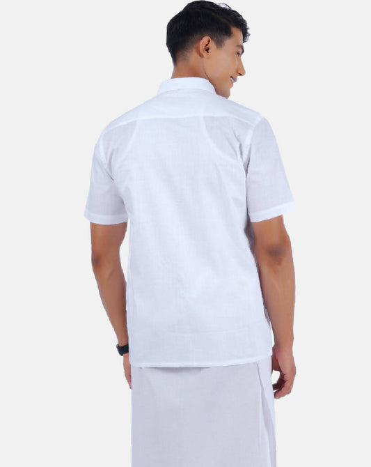 Ramraj Cotton Mens 100% Cotton Half Sleeve White Shirt | Swadesiicart
