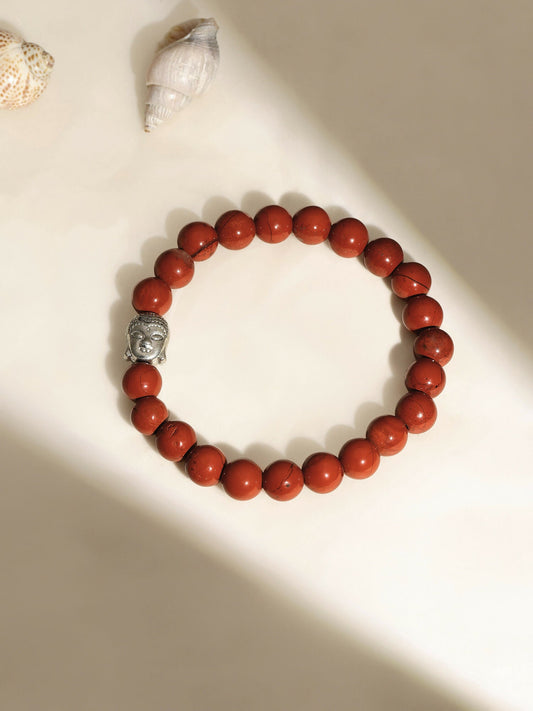 Red Jasper with Buddha Bracelet - Ruby Raang | Swadesiicart