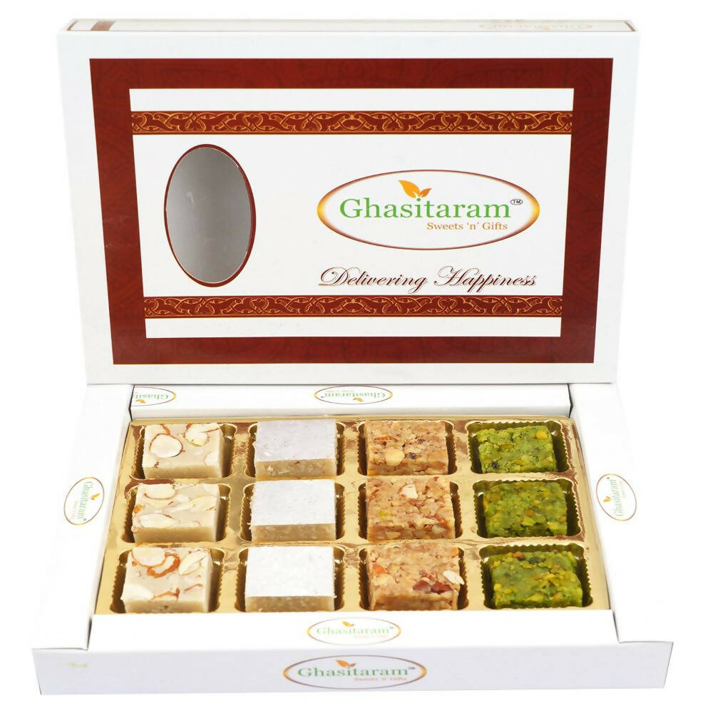 Ghasitaram Assortment of Pure Kaju Badam Pista & Walnut Barfis | Swadesiicart