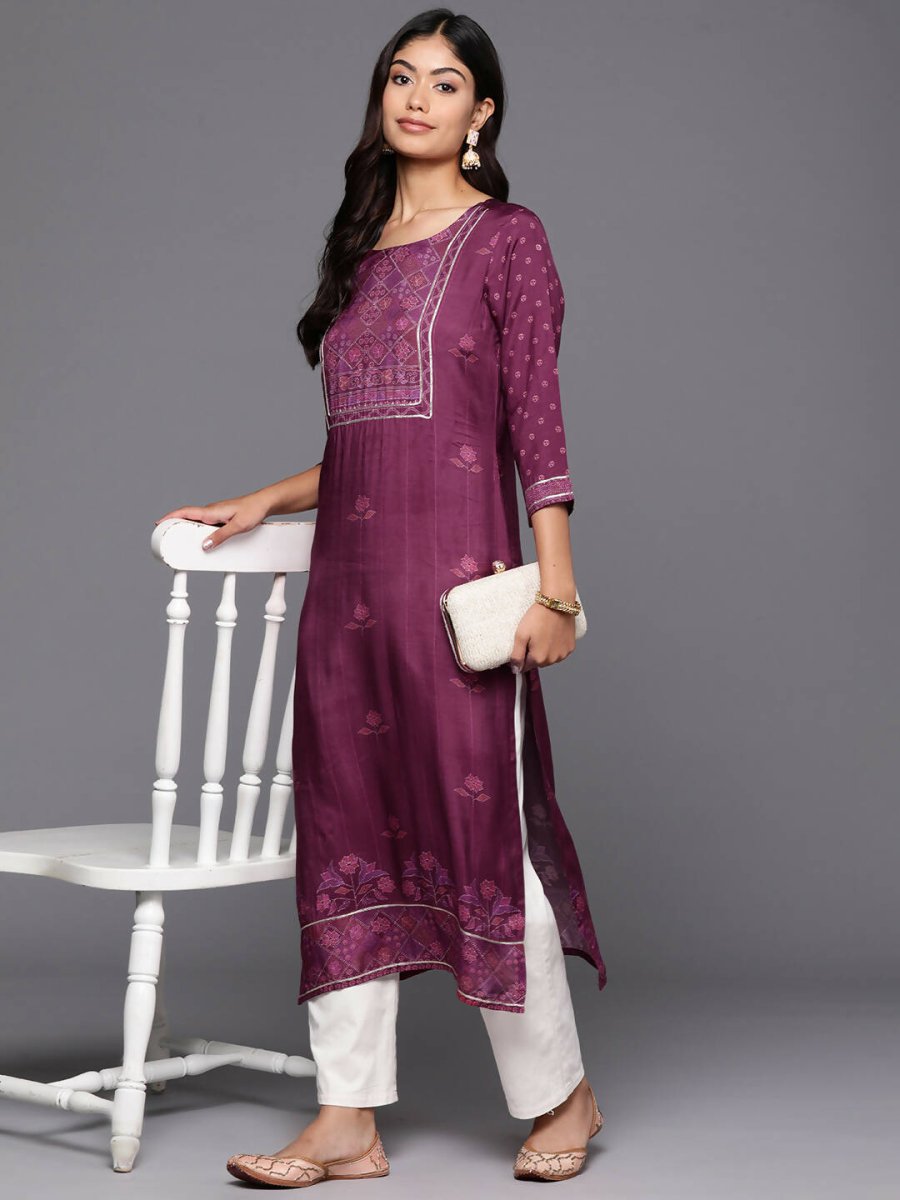 Ahalyaa Women's Traditional wear Kurta - Purple | Swadesiicart