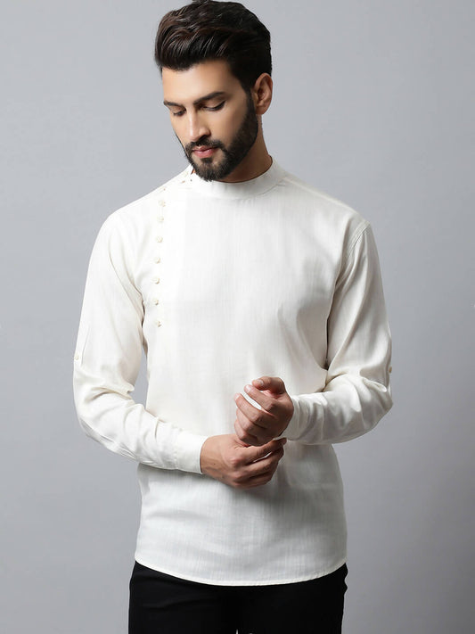 Even Apparels White Color Pure Cotton Men's Kurta With Side Placket (MMS135) | Swadesiicart
