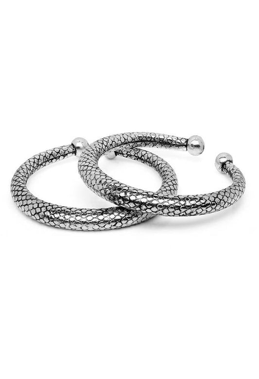 Mominos Fashion Kamal Johar Oxidised Silver Plain Kadiyam Anklets | Swadesiicart