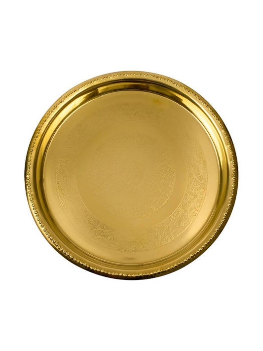 Spillbox Gold-Toned Brass Petal Thalli Round Pooja Essential | Swadesiicart
