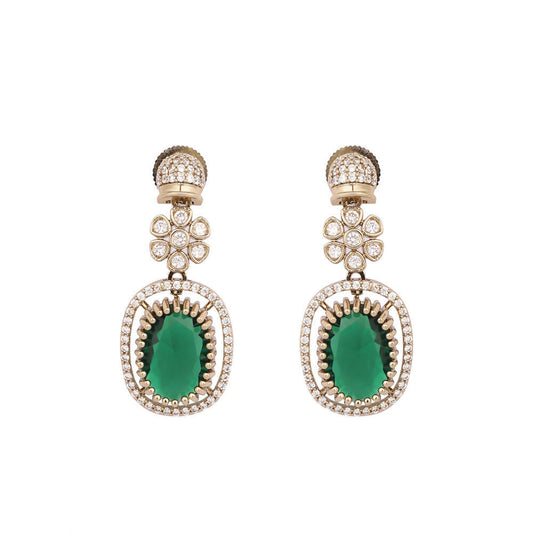 Nuyug 18K Gold Plated Emerald Blossom Necklace Set | Swadesiicart