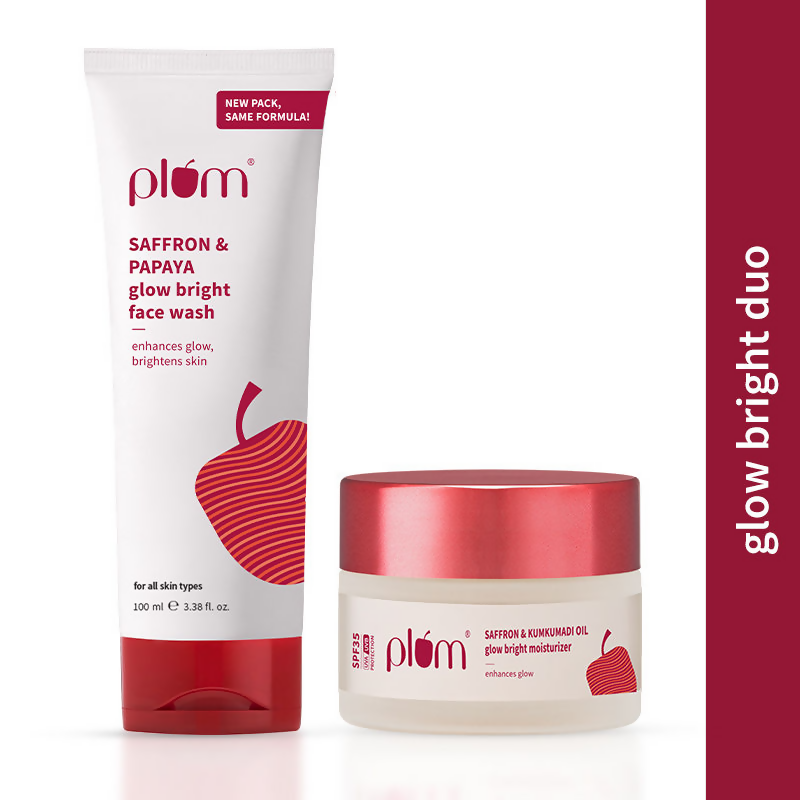 Plum Saffron & Papaya Glow Bright Gel Face Wash and Moisturizer Combo - Swadesiicart