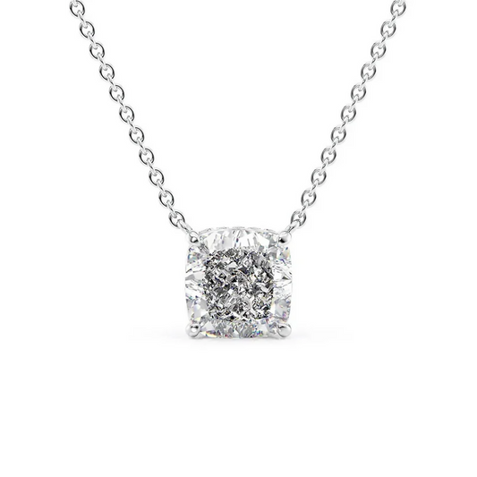 Cauer Elegant 14K White Gold Plated Moissanite Pendant Necklace | Swadesiicart