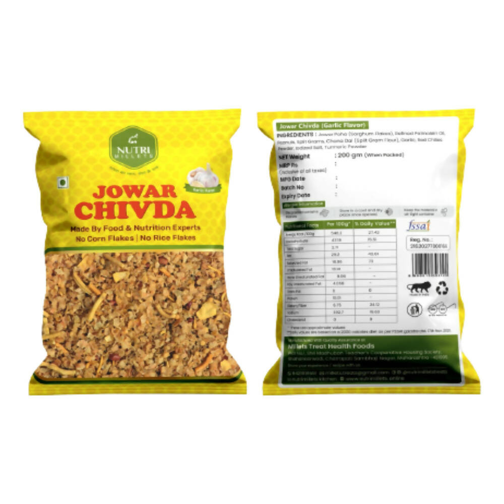 NutriMillets Jowar Flakes Chivda - Garlic Flavor - Swadesiicart