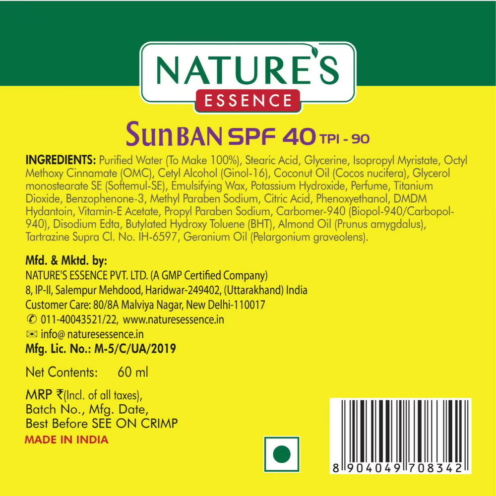 Nature's Essence Sun Ban Sunscreen Lotion SPF 40 - Swadesiicart