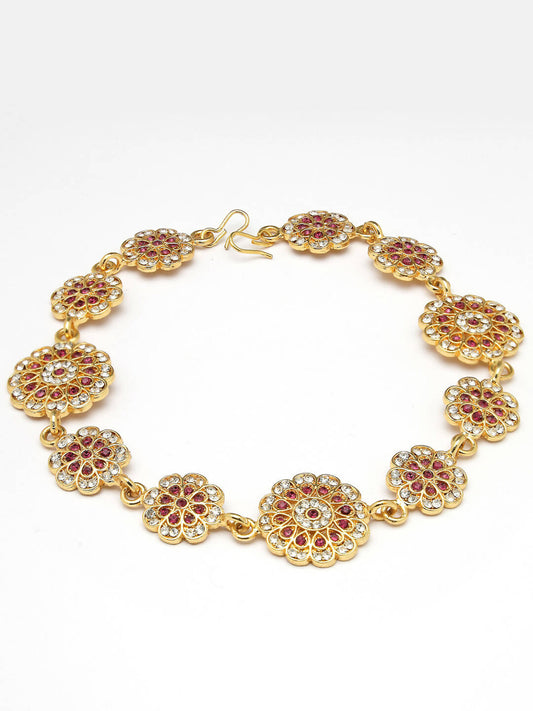 NVR Women's Gold-Polished Traditional Meenakari Stones Trending Matha Patti | Swadesiicart