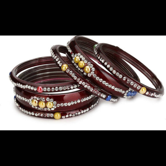 Afast Bridal Wedding & Party Fashionable Colorful Glass Bangle/Kada Set, Pack Of 12 - Maroon, Pink - Swadesiicart