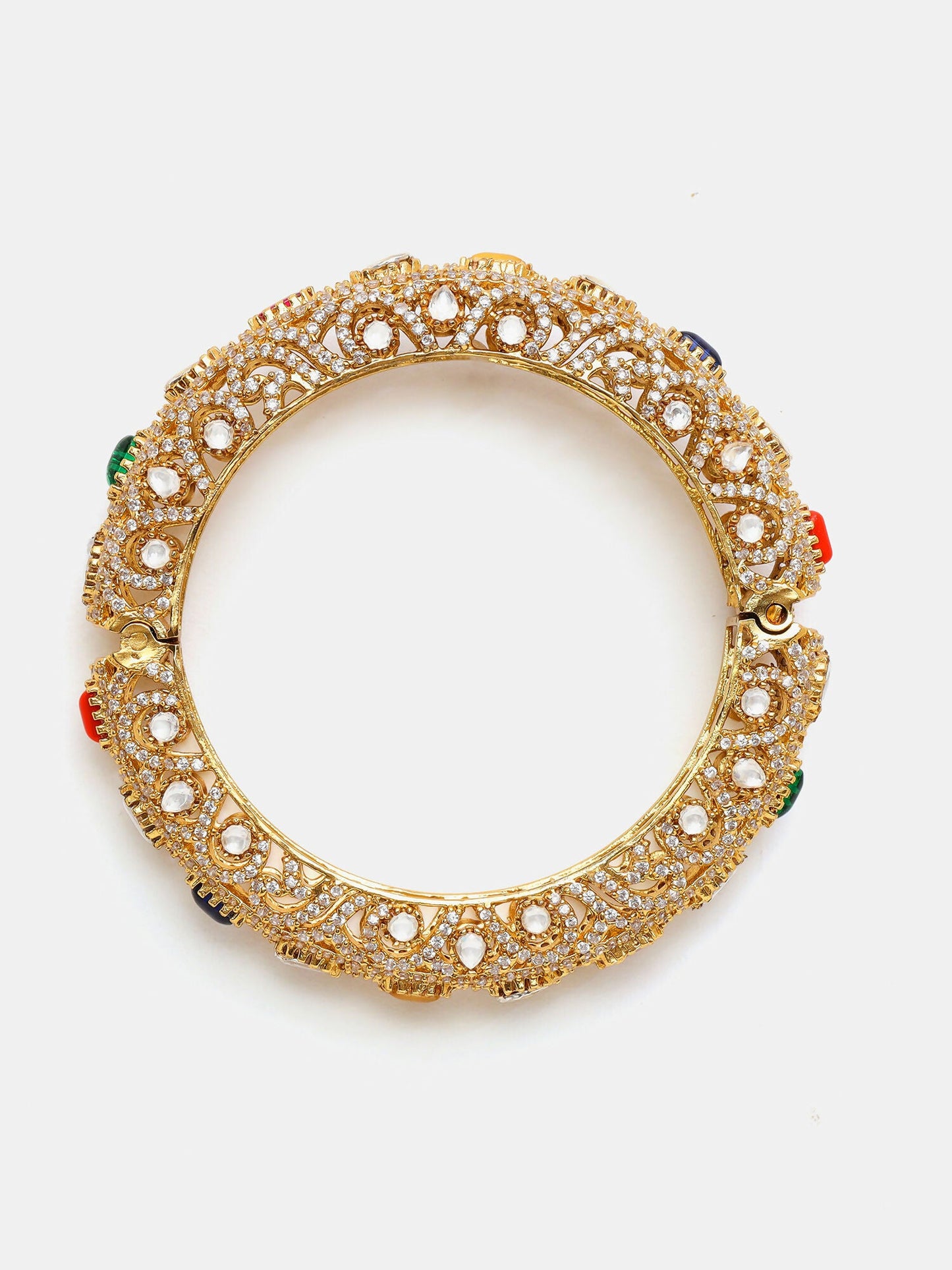Ruby Raang 22k Gold Polished Multi Kundan Bracelet | Swadesiicart
