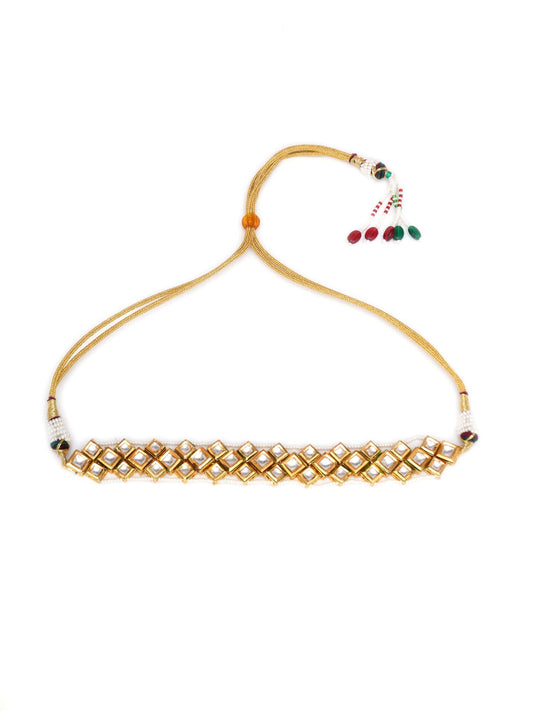 Kundan & Pearl Neckpiece (Gold) - Ruby Raang | Swadesiicart
