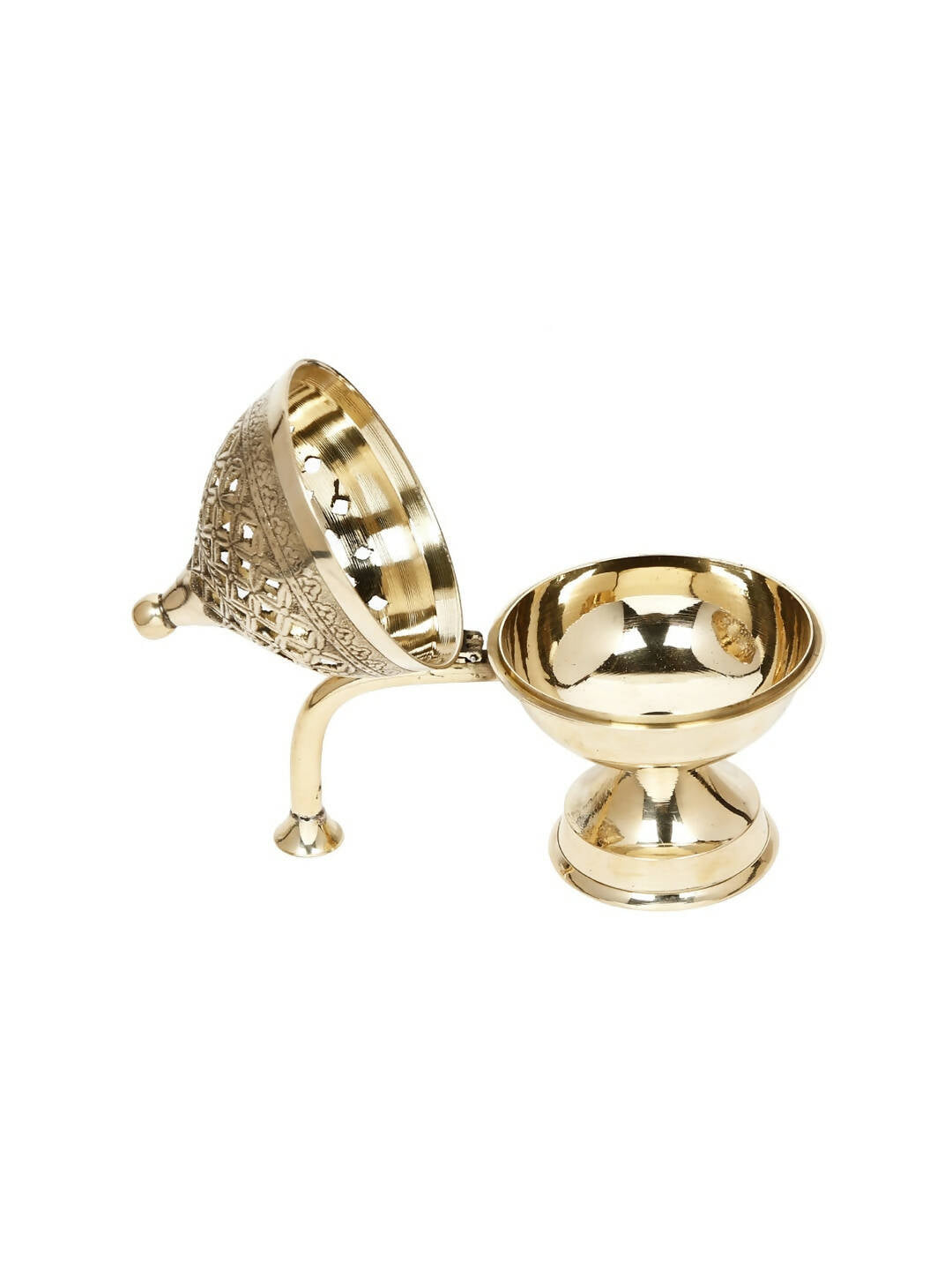 CraftVatika Gold-Toned Dhoop Dani Loban With Handle & Incense Stick Holder Showpiece | Swadesiicart