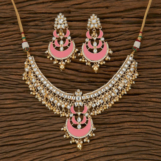Joban Fashion Women Golden White Pink Necklace Set