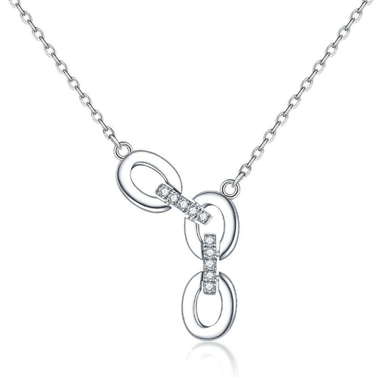 Cauer Elegant 14K White Gold Plated Moissanite Pendant Necklace | Swadesiicart